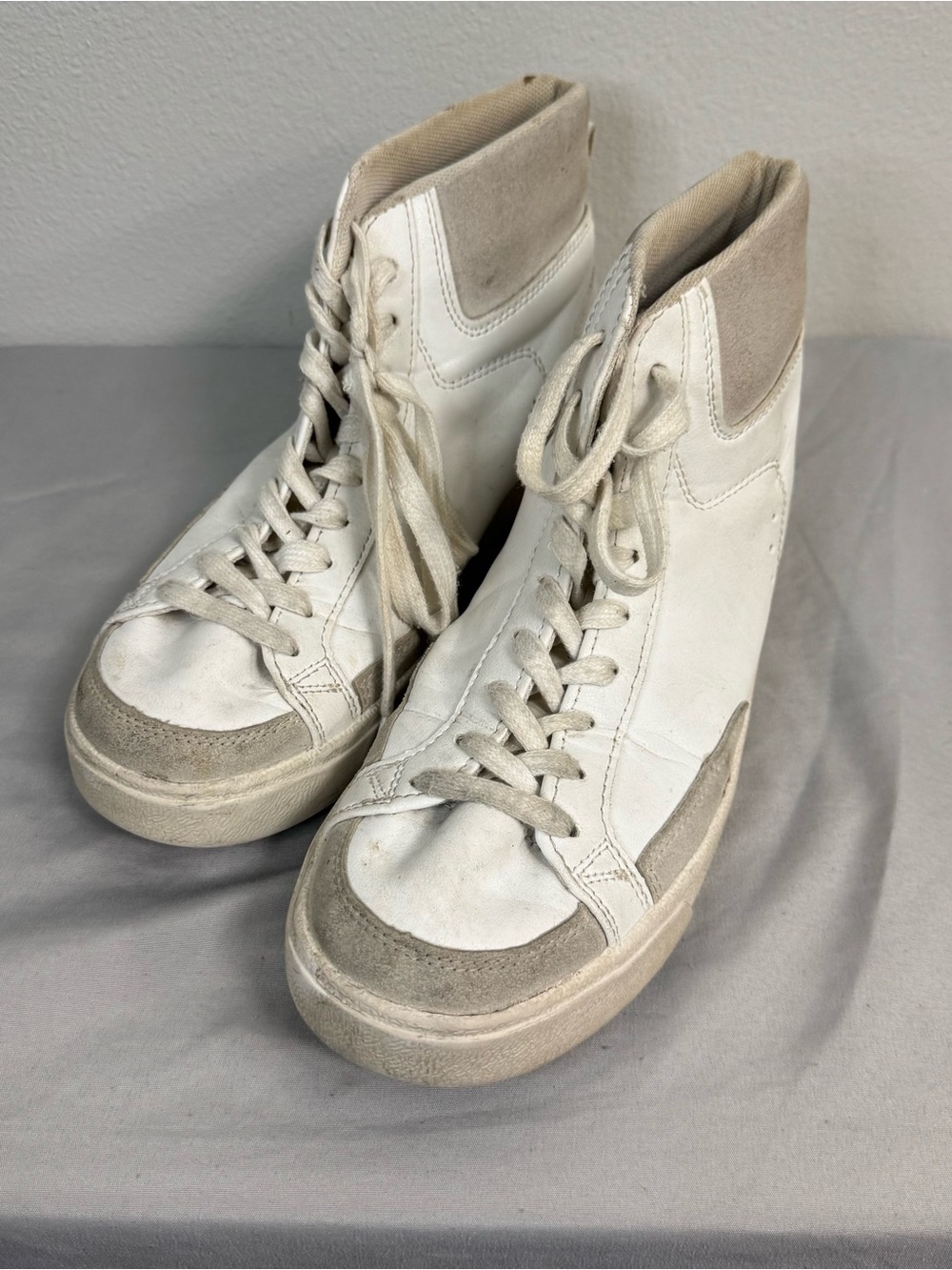 Rag & Bone White High-Top Sneakers with Suede Accents